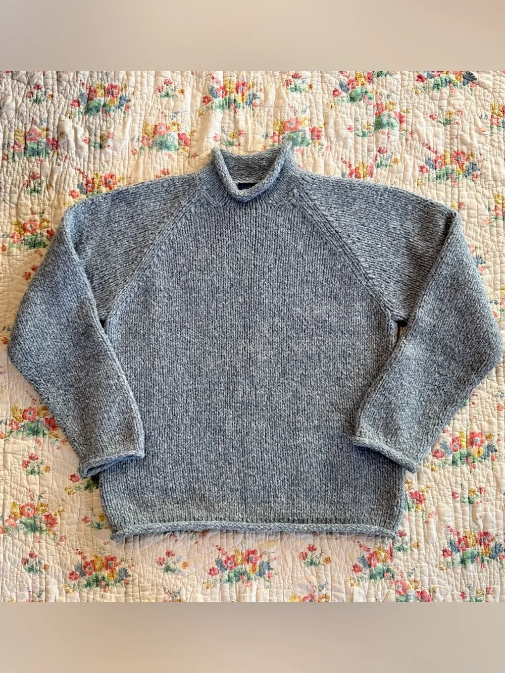 J.Crew Y2K Rollneck Sweater Heather Gray Merino Wool Blend L